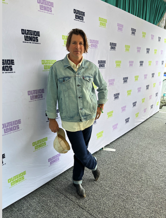 Paradise poses in the Outside Lands Festival Media tent