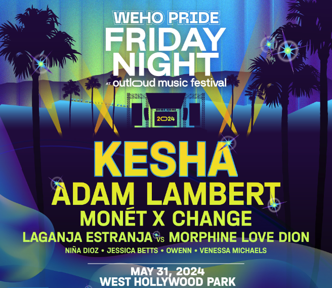 event flyer for weho pride outloud fest