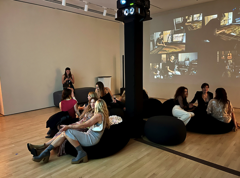 guest lounge on bean bags in a lounge