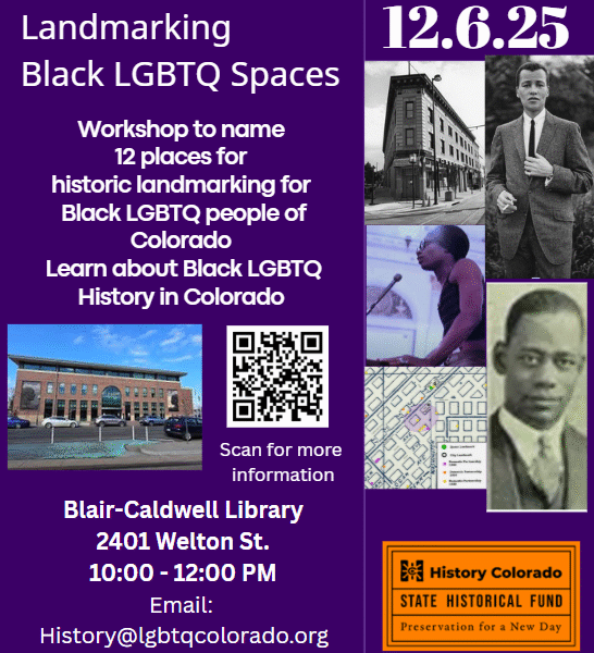 Black LGBTQ+ history landmarking workshop at Blair Caldwell Library
