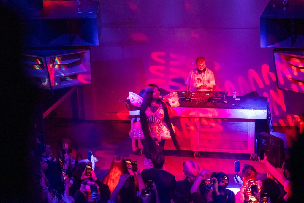 Fans holding phones filming CupcakKe performing live at Public Works San Francisco