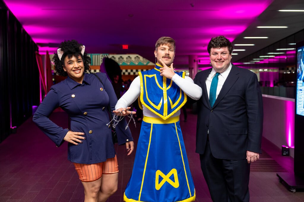 Guests in cosplay posing during Late Night Editions Art of Manga at the de Young Museum