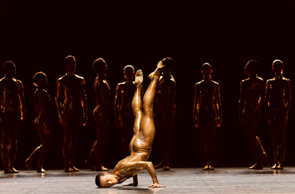 Wei Wang dancing on stage in Mere Mortals, San Francisco Ballet